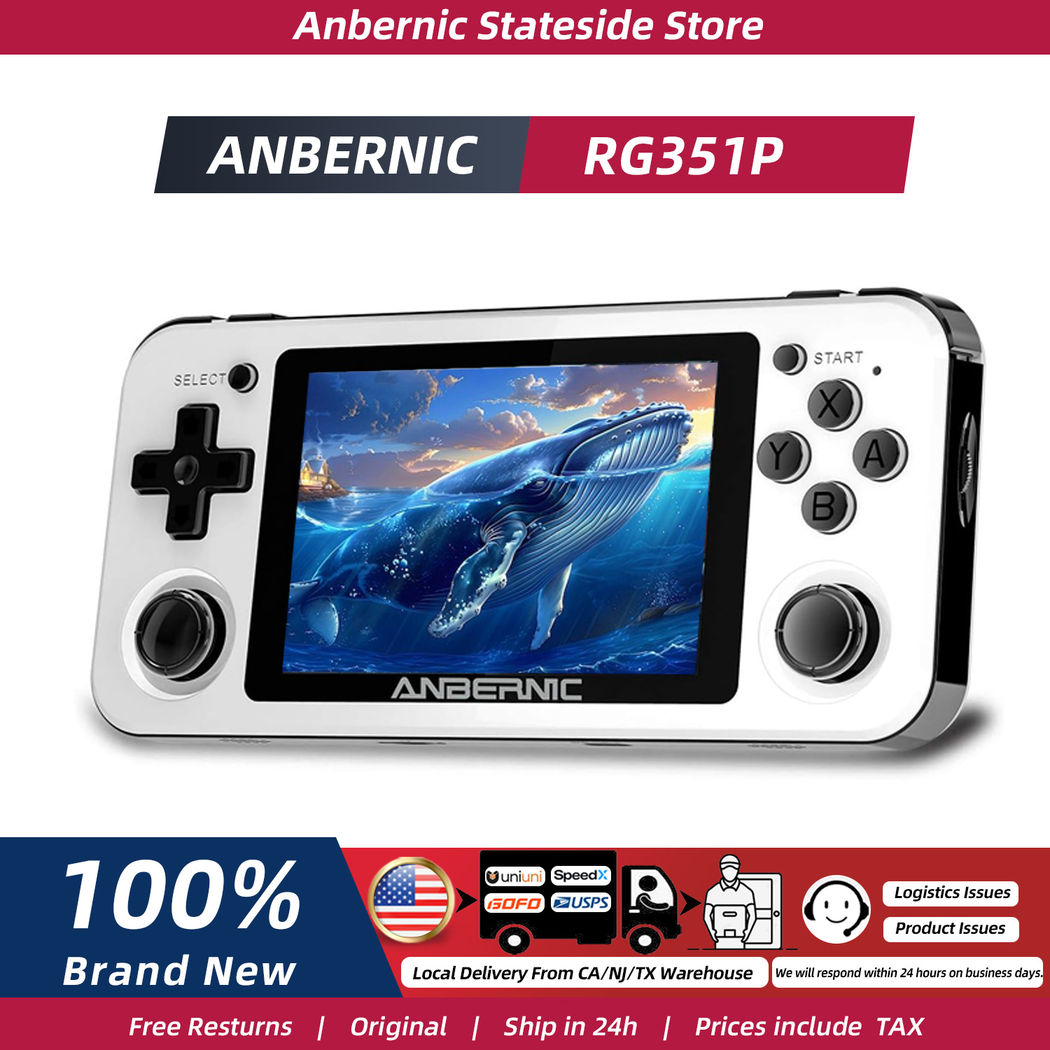 Retro Gaming Device - ANBERNIC RG351P ハンドヘルドレトロゲーム機 3.5インチIPSスクリーン 64GB TFカード