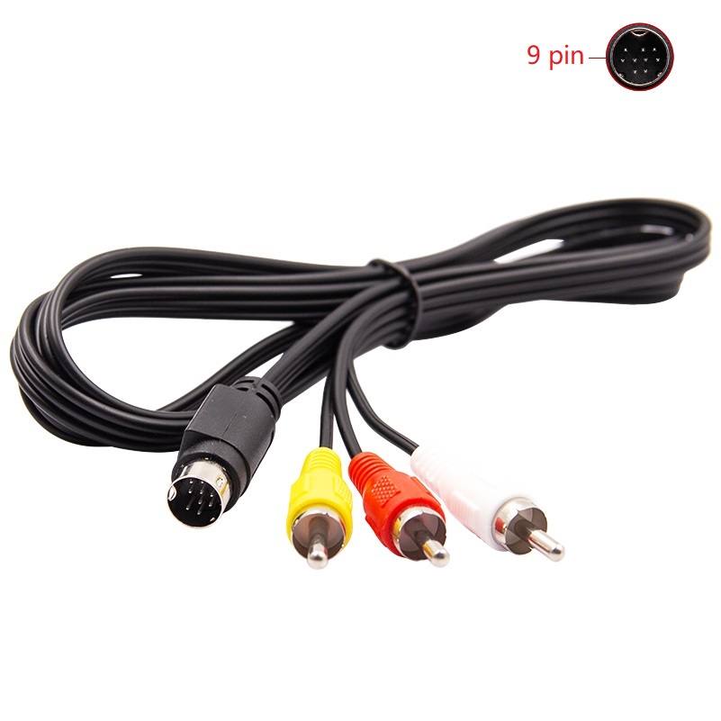 Retro Gaming Cables - セガジェネシス2、3、II、III用接続コード1.8M、3RCA-9ピンニッケルメッキプラグ、ゲームケーブル、レトロビットAV RCAオーディオビデオケーブル