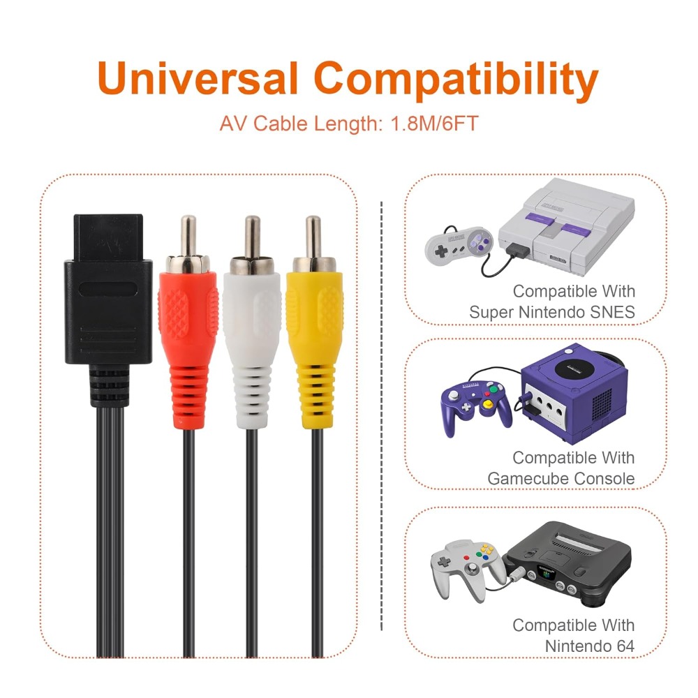 レトロなビデオゲームのコンソールアクセサリー,n64,ゲーム - Retro Gaming Cables のレビューと価格