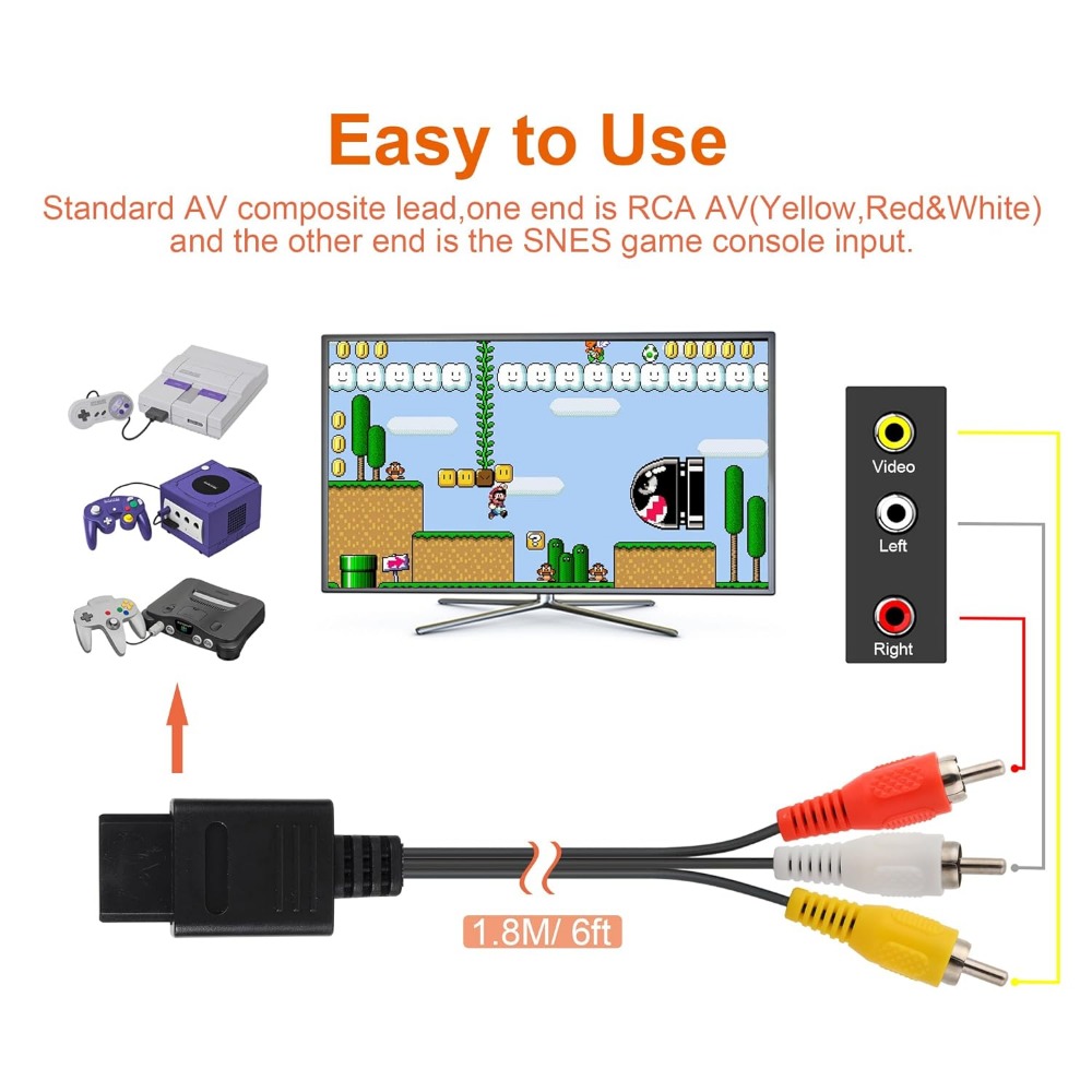 レトロなビデオゲームのコンソールアクセサリー,n64,ゲーム - Retro Gaming Cables のレビューと価格